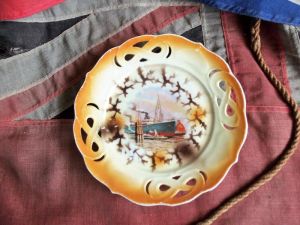 Bohemia Porcelain Decorative Plate Steamer Motif Pre 1918 (BH096)