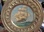 Brass Wall Plaque Blackwall Frigate painting In Center (BH973)