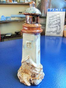 Ceramic Lighthouse Tea Light Candle holder with a rustic glaze finish (BH076)