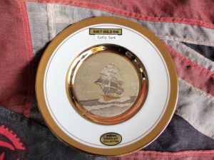 Dynasty Gallery Art of Chokin plate CUTTY SARK SHIP 24K Gold rim (BH1049)