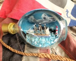 Isobel Three Masted Ship In A Bottle (UNQ 287)