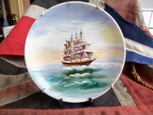 Japanese My Lady Plate With Four Masted Ship Gabriel. B (BH956)