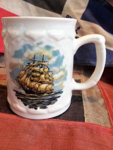 Large Mug Three Masted Ship Motif NZ Made (BH961)