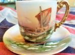 Royal Bayreuth Bavaria Fisherman Coffee Cup and Saucer (BH184)