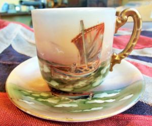 Royal Bayreuth Bavaria Fisherman Coffee Cup and Saucer (BH184)