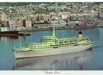 SS Southern Cross Leaving Wellington Harbour, Shaw Savill Line Vintage Postcard 1960’s (BH660)