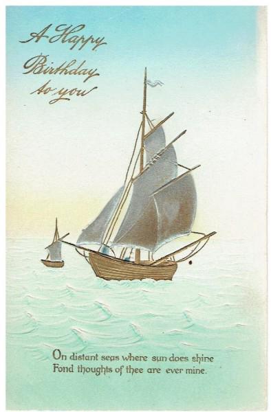 Purchase Sailboats series 6198 Happy Birthday Vintage Embossed Postcard ...