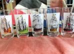 Sailing Ship Vintage Tumblers 5 Nautical Drinking Glasses (BH1007)