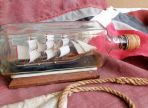 Three Masted Ship In A Gin Bottle With Stand (UNQ 00284)